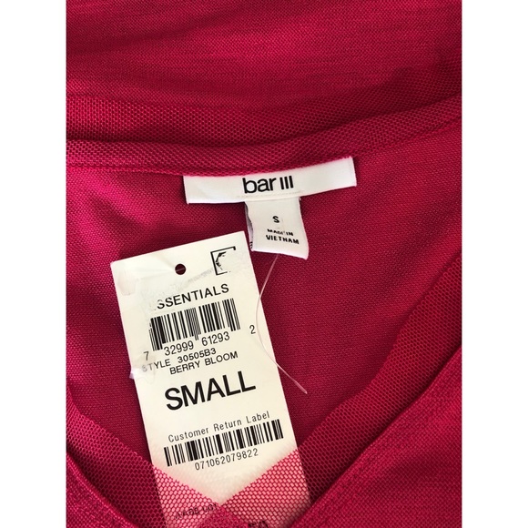 Bar III Women’s Pink Blouse Berry Bloom - Small - New With Tags - Picture 4 of 4